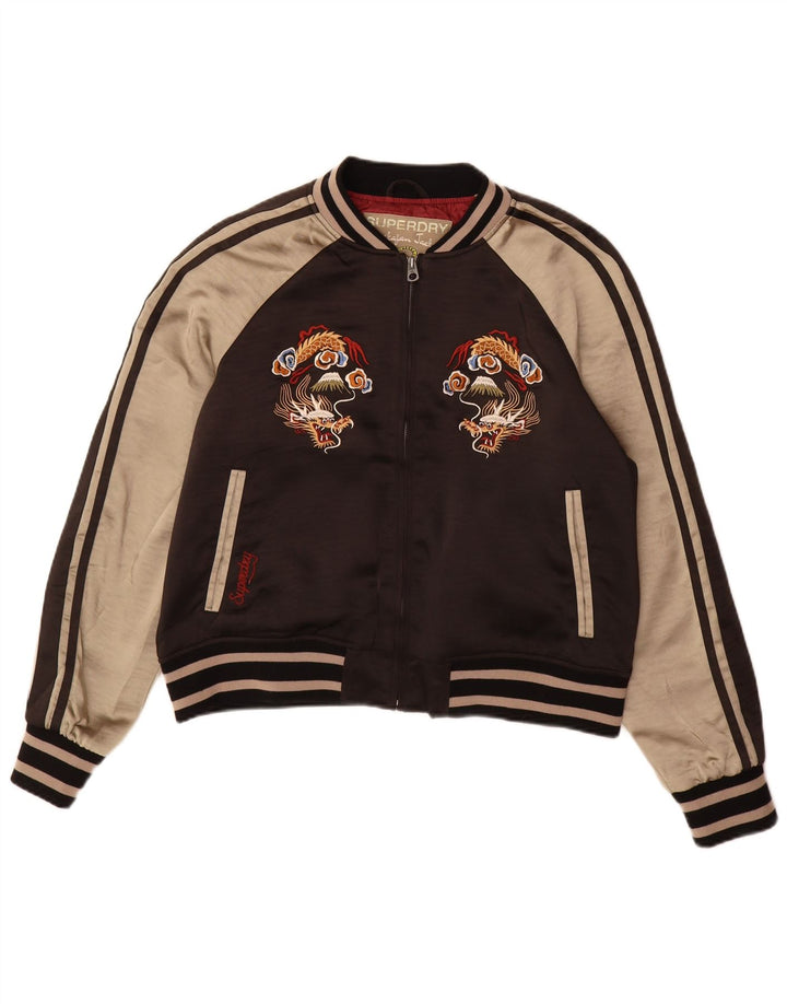 Женский спортивный костюм Superdry с графическим рисунком UK 16, большой коричневый цвет с цветными блоками