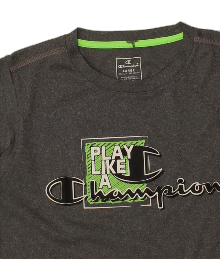 CHAMPION Boys Graphic Vest Top 11-12 Years Large  Grey Vintage Champion and Second-Hand Champion from Messina Hembry 