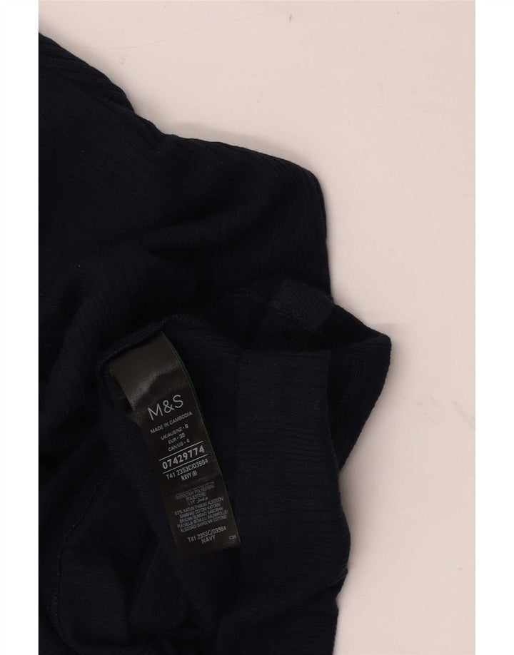 Женская блузка-рубашка Marks & Spencer UK 8, маленькая, темно-синяя, полиэстер