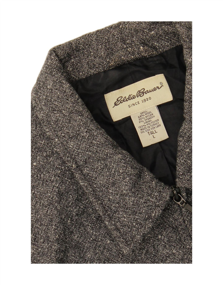 EDDIE BAUER Womens Tall Bomber Jacket UK 16 Large Grey Wool Vintage Eddie Bauer and Second-Hand Eddie Bauer from Messina Hembry 