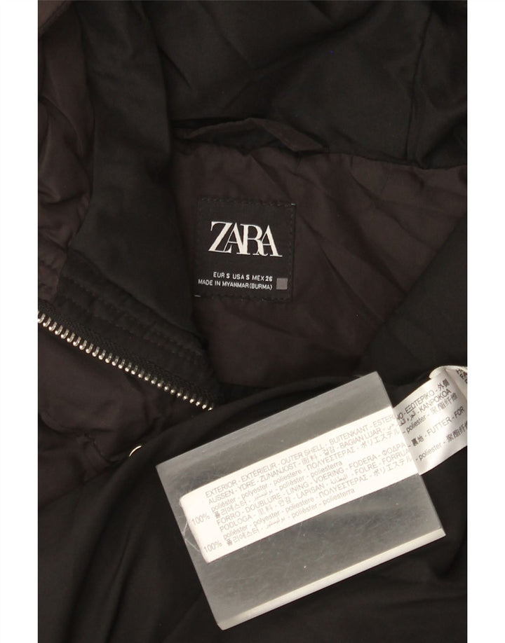 Женский утепленный жилет с капюшоном Zara UK 10, маленький черный полиэстер