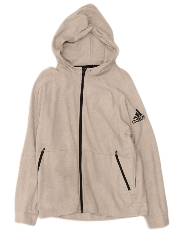 Женский свитер с капюшоном на молнии Adidas UK 16/18, большой серый хлопок с крапинками