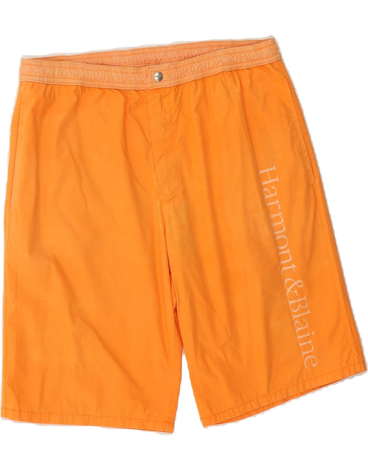 HARMONT & BLAINE Mens Graphic Bermuda Shorts Medium W34  Orange Cotton Vintage Harmont & Blaine and Second-Hand Harmont & Blaine from Messina Hembry 