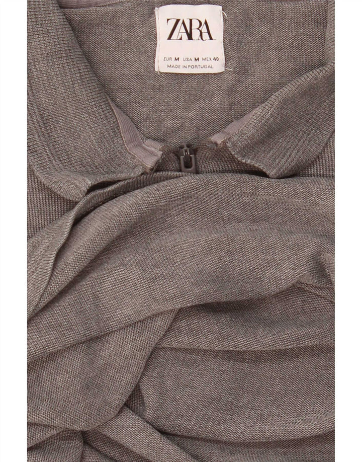 Женская рубашка-поло Zara UK 14, средний серый в крапинку