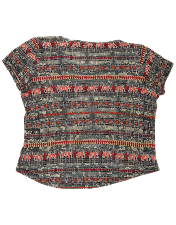 DESIGUAL Женская футболка с рисунком Top UK 20 2XL Серая вискоза