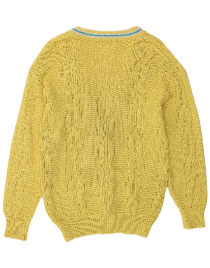 Винтажный мужской кардиган-свитер среднего желтого цвета