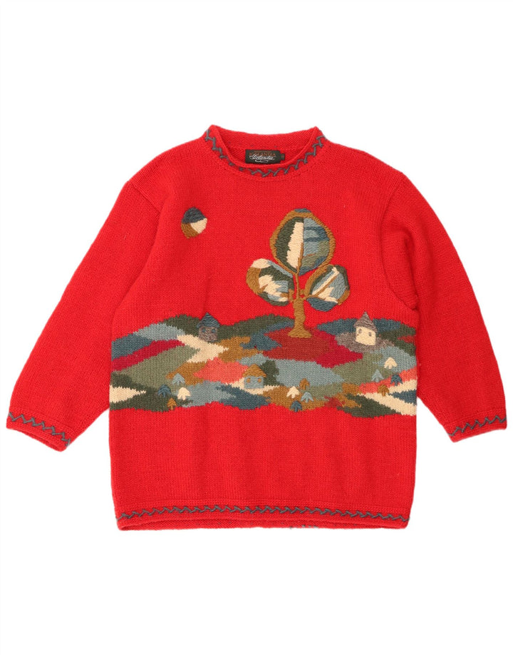 ИСЛАНДИЯ Женский свободный свитер с высоким воротником, Великобритания, 10 маленьких красных цветов