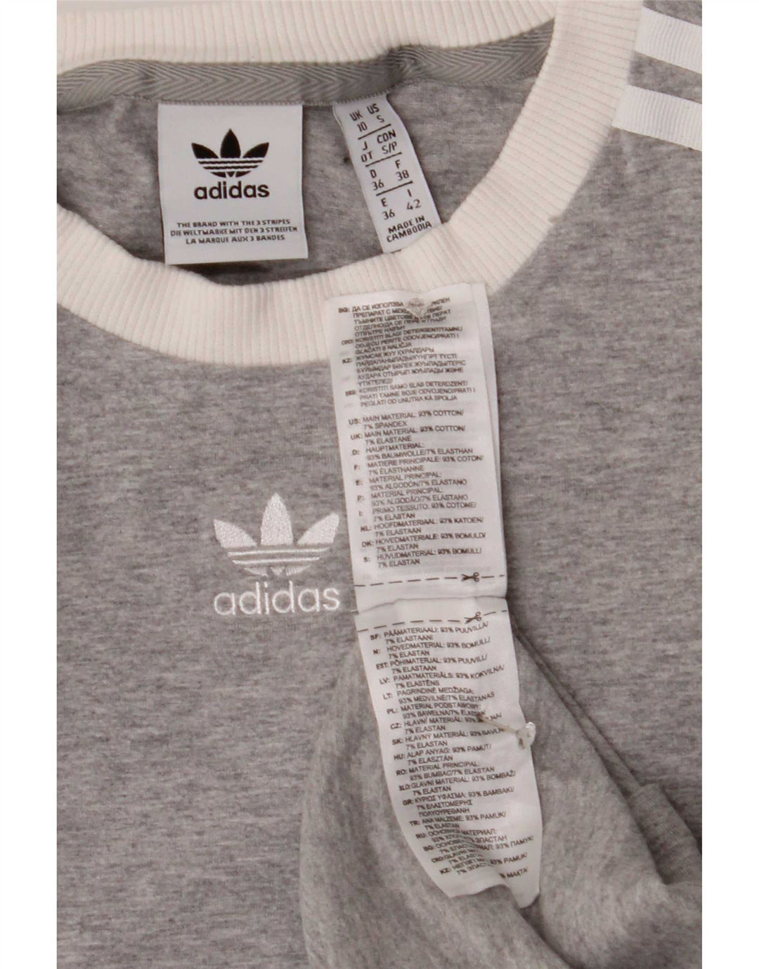 Женский топ Adidas с длинным рукавом UK 10, маленький серый хлопок