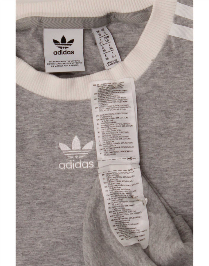 Женский топ Adidas с длинным рукавом UK 10, маленький серый хлопок