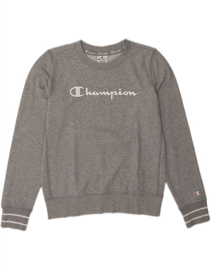 CHAMPION Womens Graphic Sweatshirt Jumper UK 14 Medium Grey Cotton