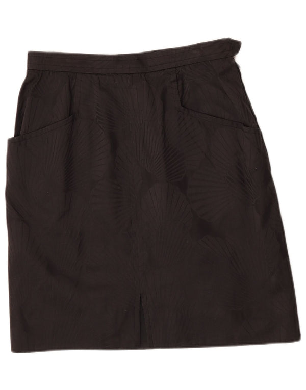 Saint Laurent Женская прямая юбка IT 42 Medium W30 Черная дизайнерская с цветочным принтом