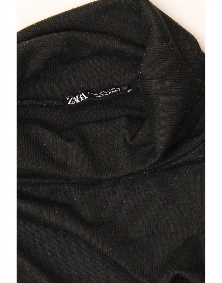 Женский топ с высоким воротником Zara с длинным рукавом UK 18 XL, черный