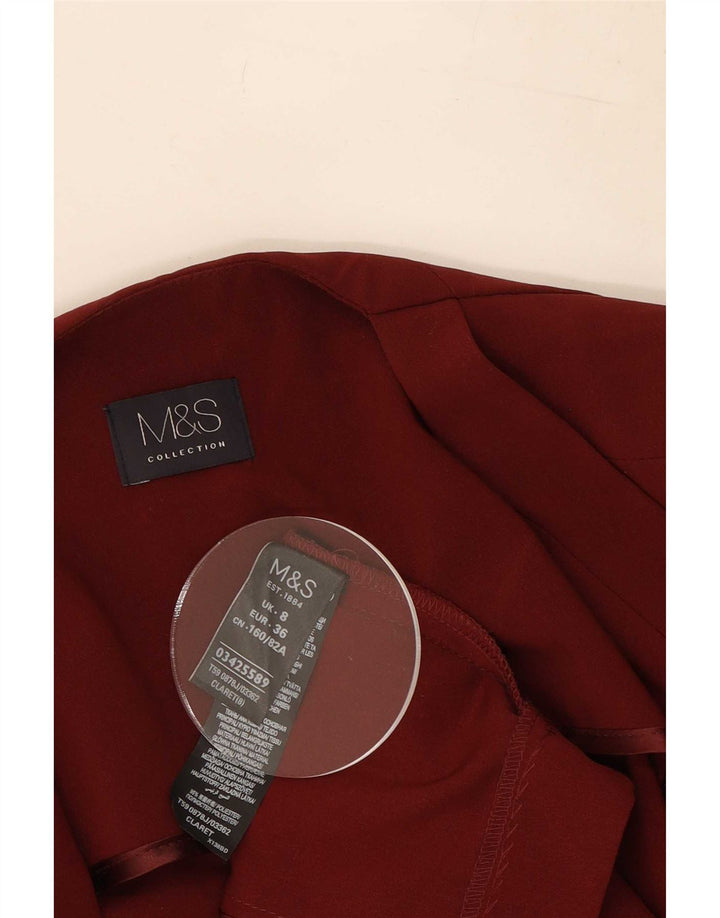 Женский открытый пиджак Marks & Spencer UK 8, маленький бордовый полиэстер
