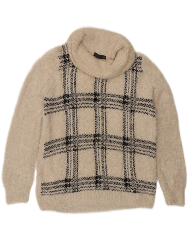 Женский джемпер с высоким воротником Marks & Spencer UK 16, большая бежевая клетка