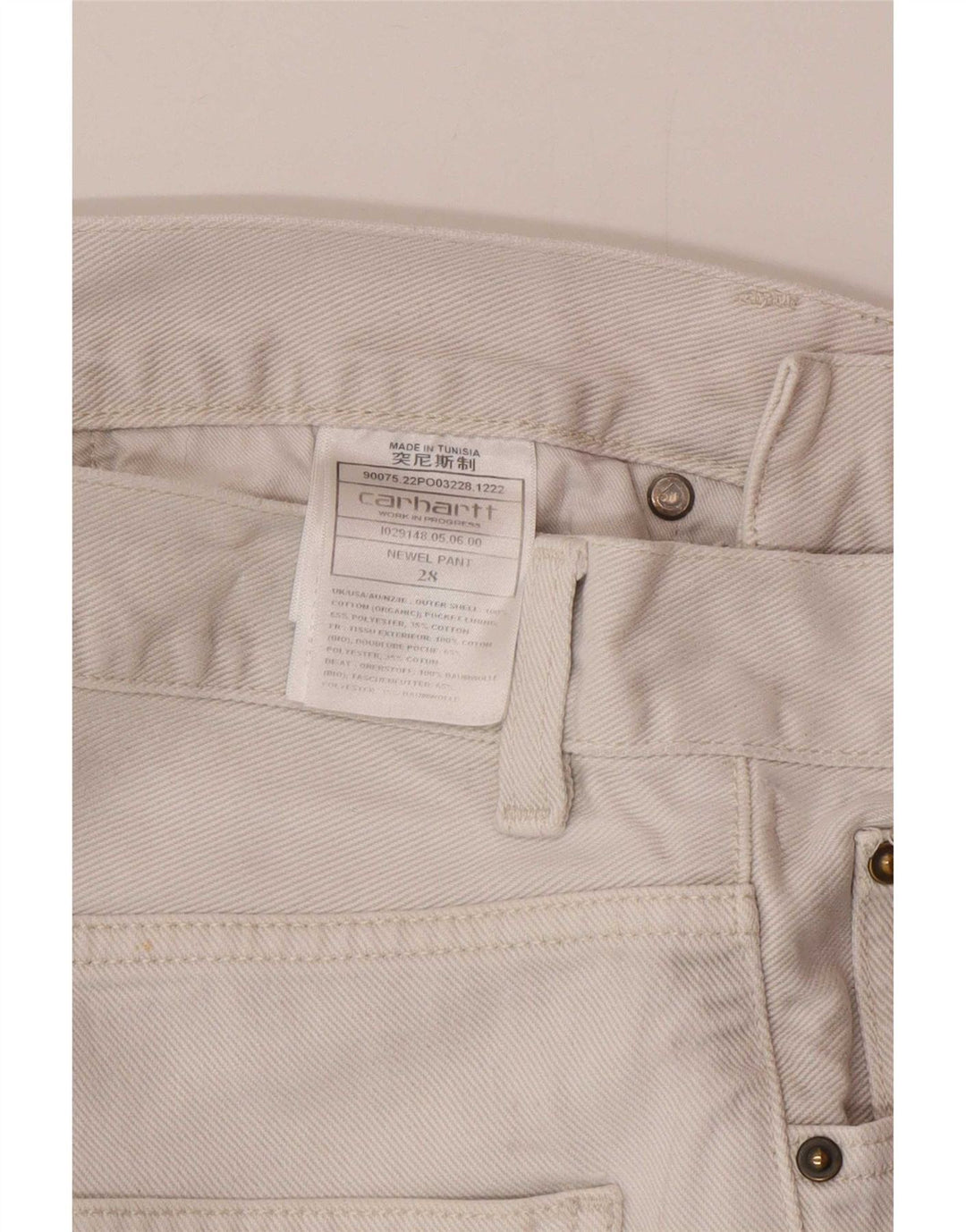 Мужские джинсы Carhartt W28 L28 белого цвета, хлопок
