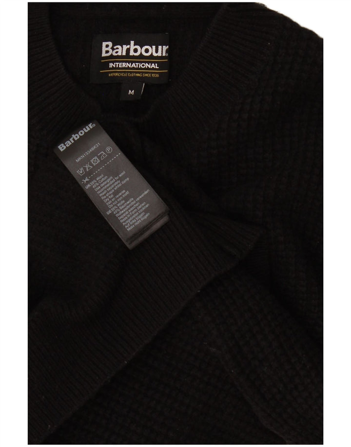 Женский джемпер с высоким воротником Barbour, черный шерстяной свитер среднего размера