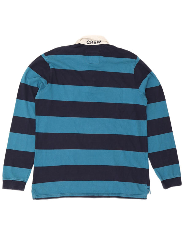 CREW CLOTHING Mens Graphic Rugby Polo Shirt Large Navy Blue Striped