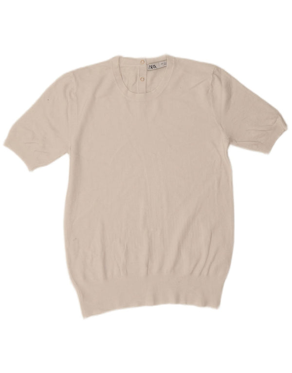 Женская блузка Zara Top UK 14, большая белая вискоза