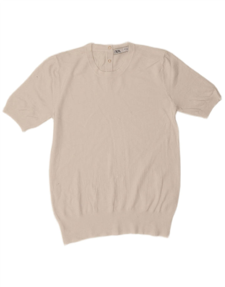 Женская блузка Zara Top UK 14, большая белая вискоза