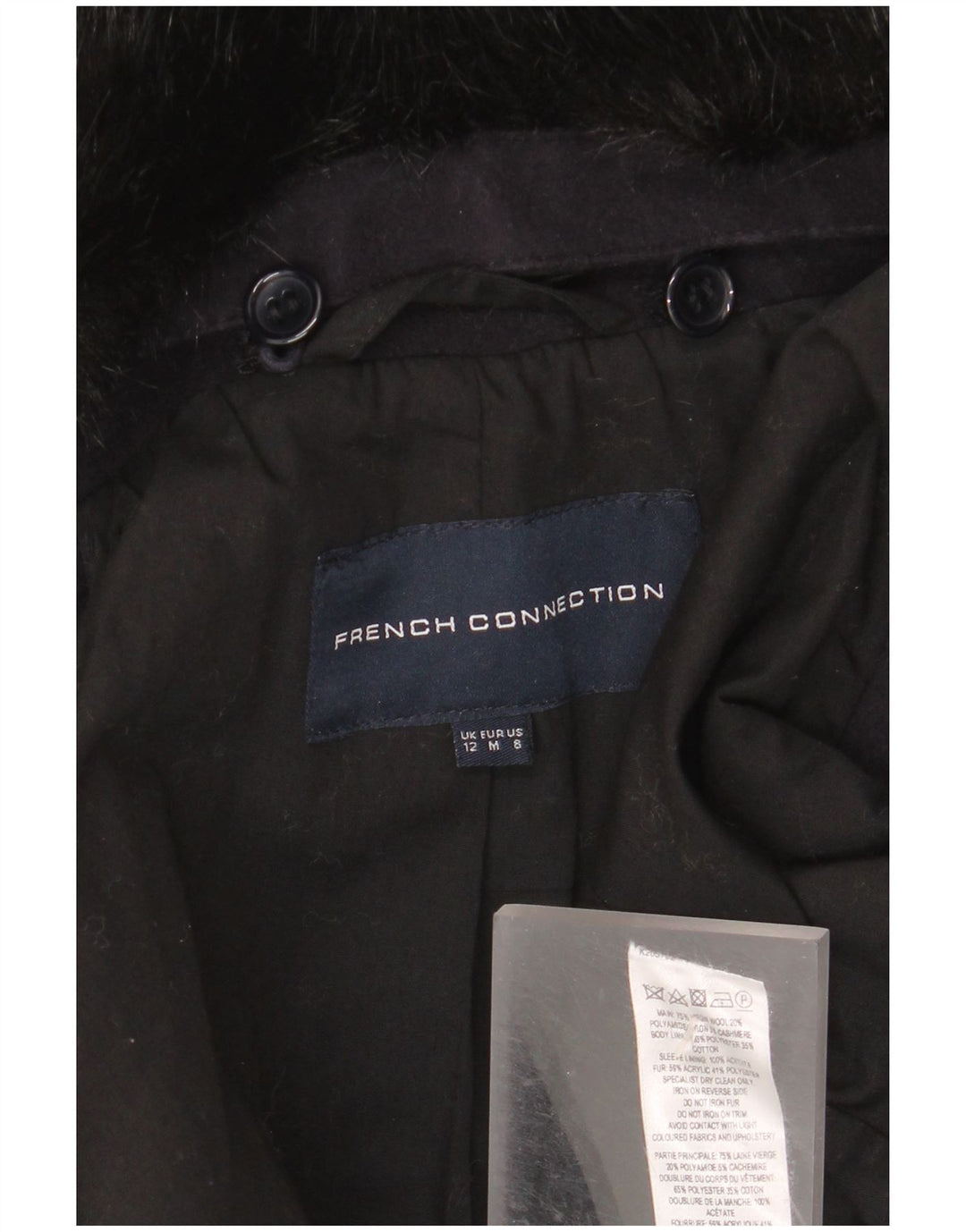 Женское пальто French Connection UK 12, средний темно-синий из натуральной шерсти