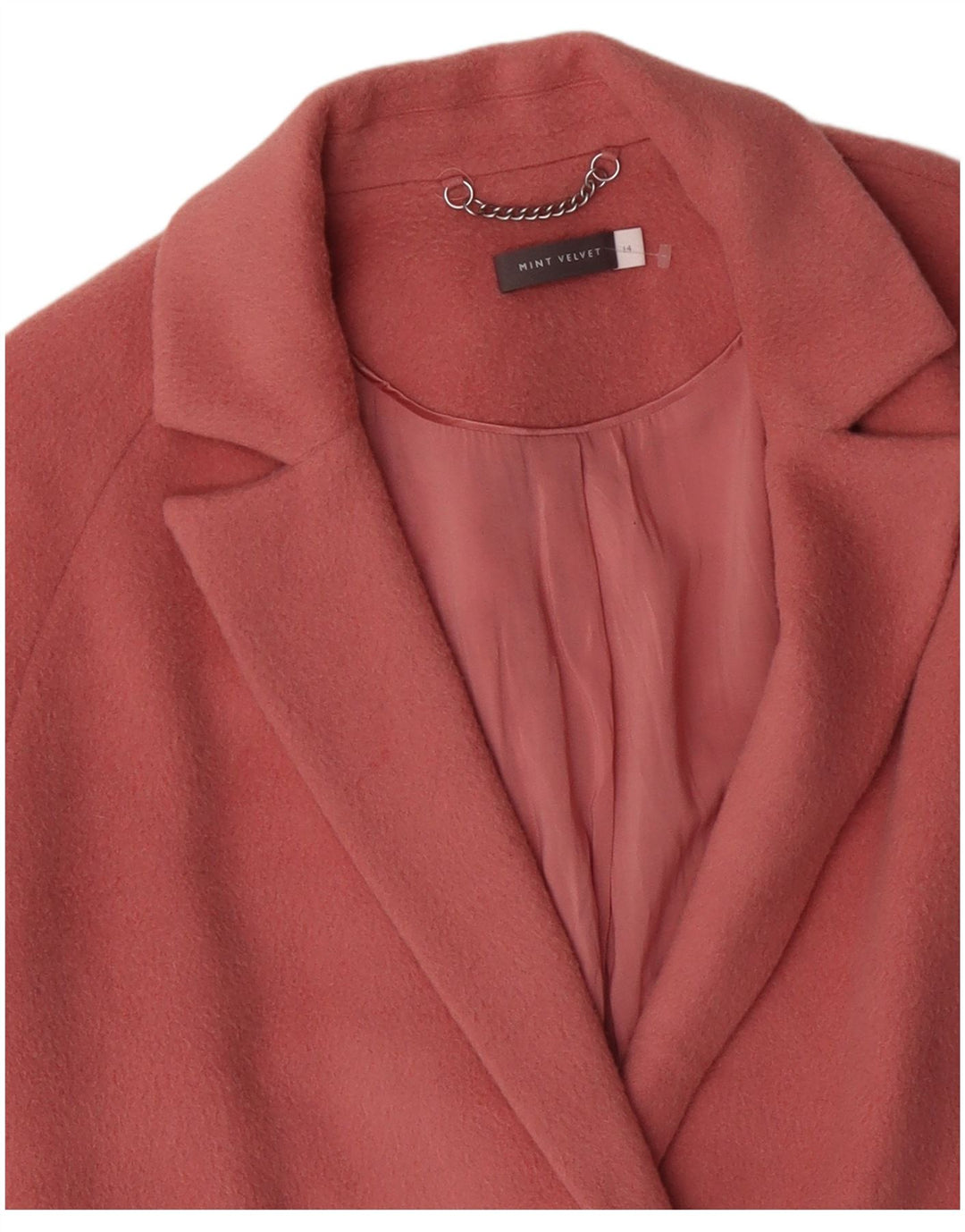 Женское открытое пальто большого размера MINT VELVET UK 14, большое розовое шерстяное пальто