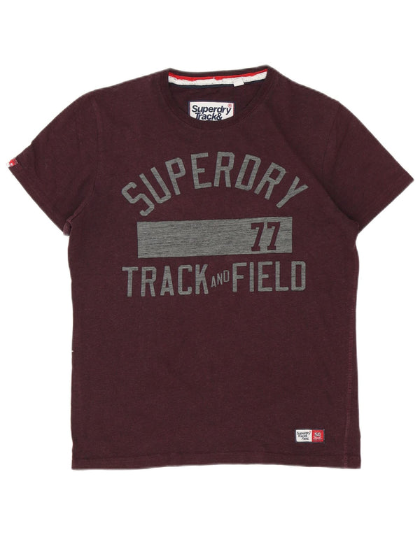 Superdry Mens Graphic T-Shirt Top Medium Burgundy Cotton