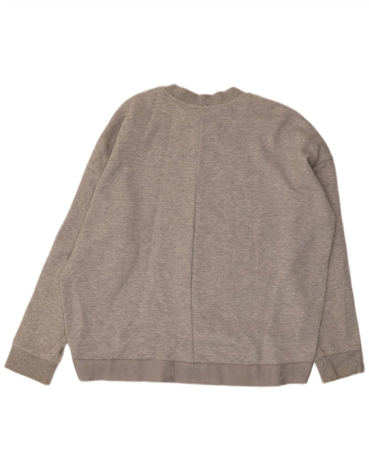 ADIDAS Womens Oversized Sweatshirt Jumper UK 16/18 Large Grey Cotton