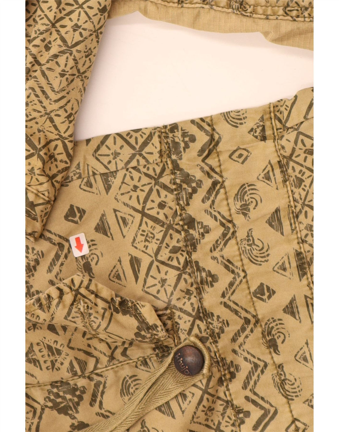 Женская парка KHUJO с капюшоном UK 16, большая бежевая, хлопок с геометрическим рисунком