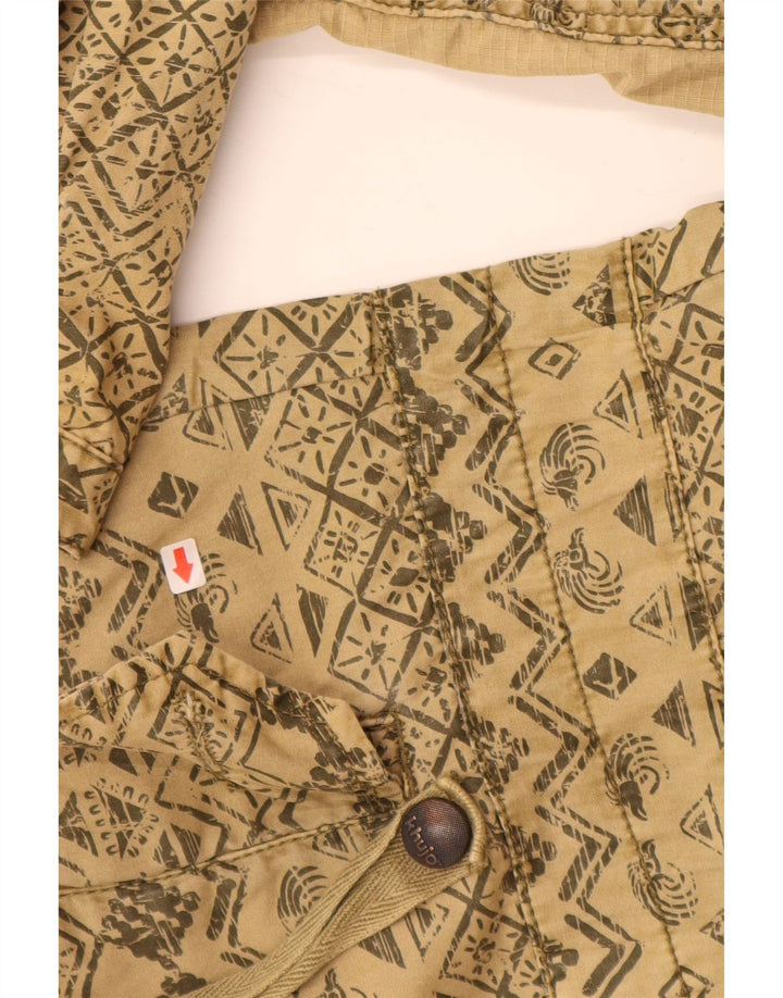 Женская парка KHUJO с капюшоном UK 16, большая бежевая, хлопок с геометрическим рисунком