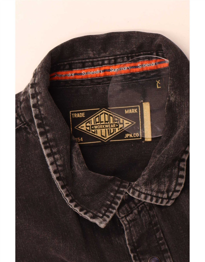 Мужская джинсовая рубашка Superdry XL, черный хлопок