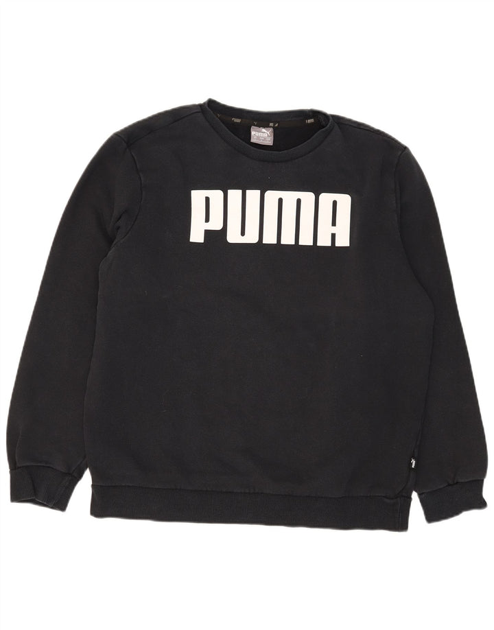 Мужской свитшот с рисунком Puma, большой черный хлопковый джемпер