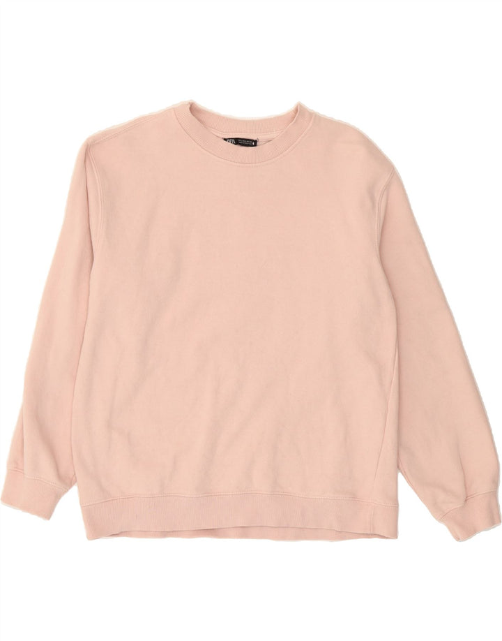 ZARA Womens Sweatshirt Jumper UK 16 Large Pink Cotton Vintage Zara and Second-Hand Zara from Messina Hembry 