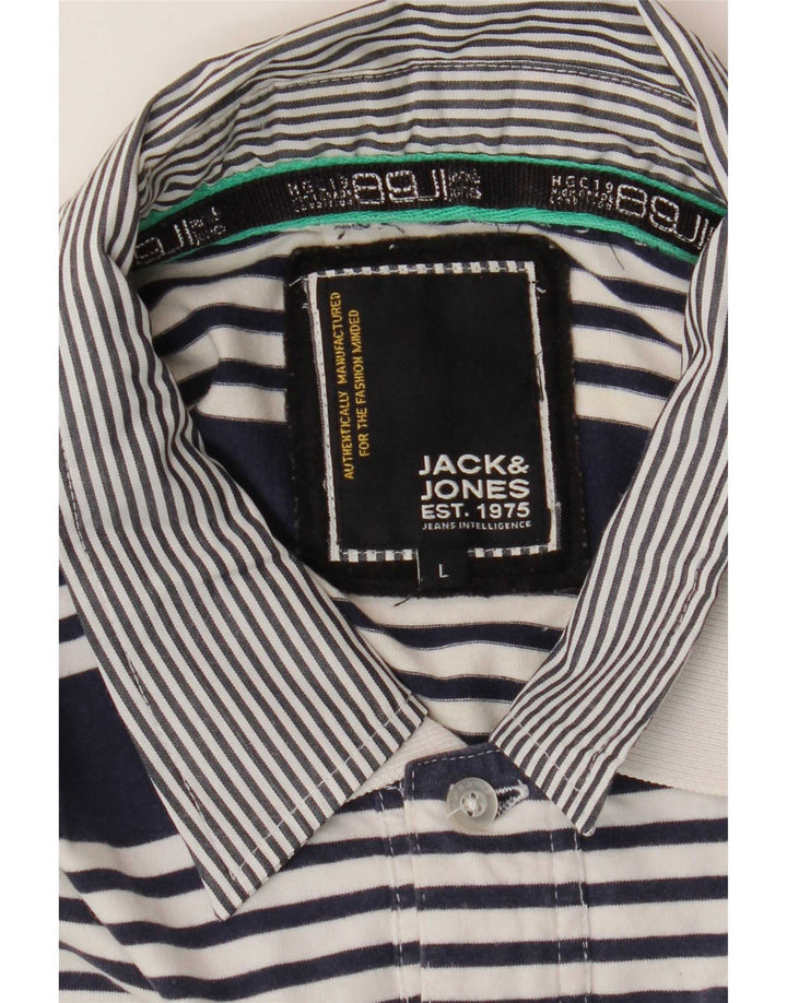 Мужская рубашка поло Jack & Jones, большая темно-синяя полоска