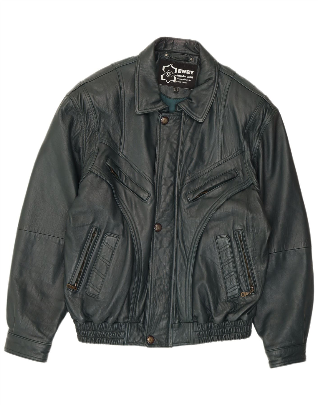 Мужская кожаная куртка VINTAGE EU 56 3XL зеленая кожа