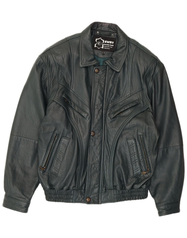 Мужская кожаная куртка VINTAGE EU 56 3XL зеленая кожа