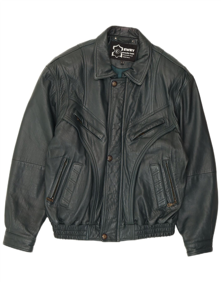 Мужская кожаная куртка VINTAGE EU 56 3XL зеленая кожа