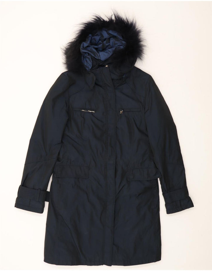 HERNO Womens Hooded Windbreaker Coat IT 48 XL Navy Blue Vintage Herno and Second-Hand Herno from Messina Hembry 