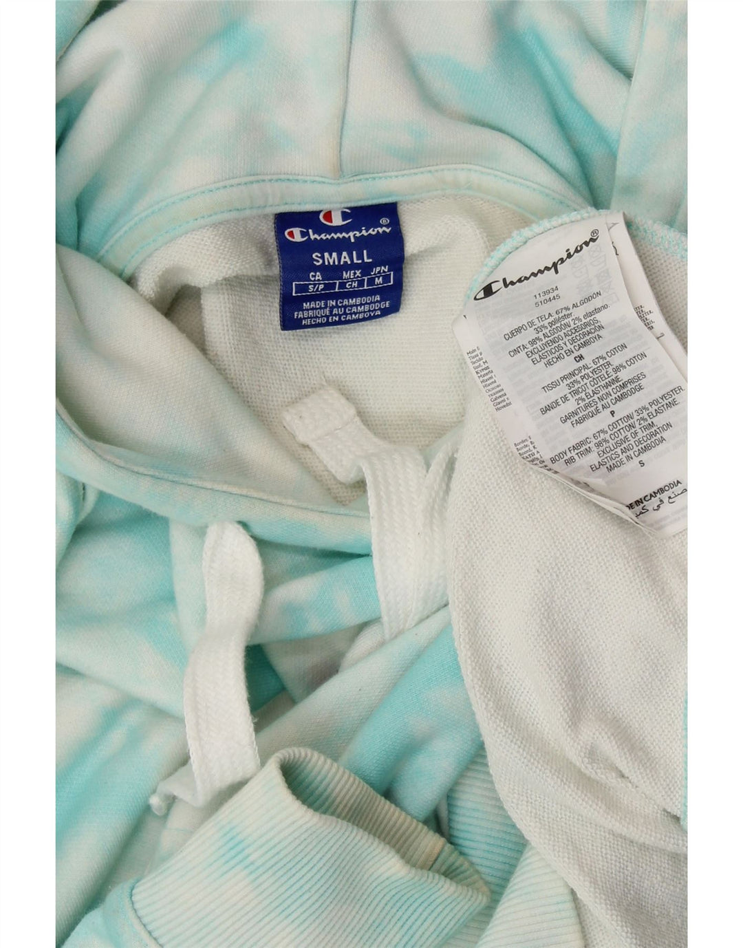 Женский джемпер с капюшоном оверсайз CHAMPION UK 10, маленький синий, хлопок тай-дай