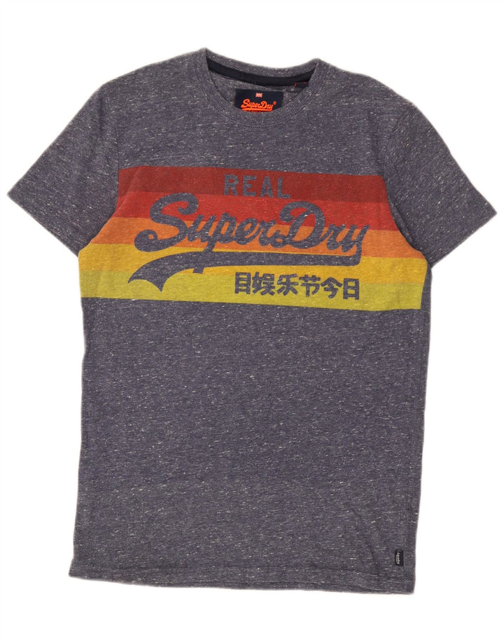 Мужская футболка с рисунком Superdry, маленькая синяя хлопковая футболка в крапинку