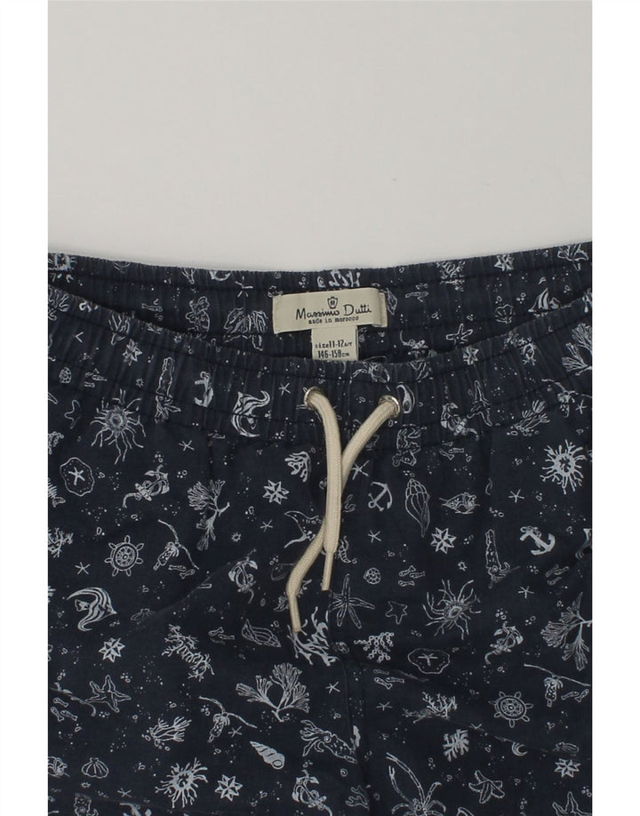MASSIMO DUTTI Boys Abstract Pattern Sport Shorts 11-12 Years W26 Navy Blue | Vintage Massimo Dutti | Thrift | Second-Hand Massimo Dutti | Used Clothing | Messina Hembry 