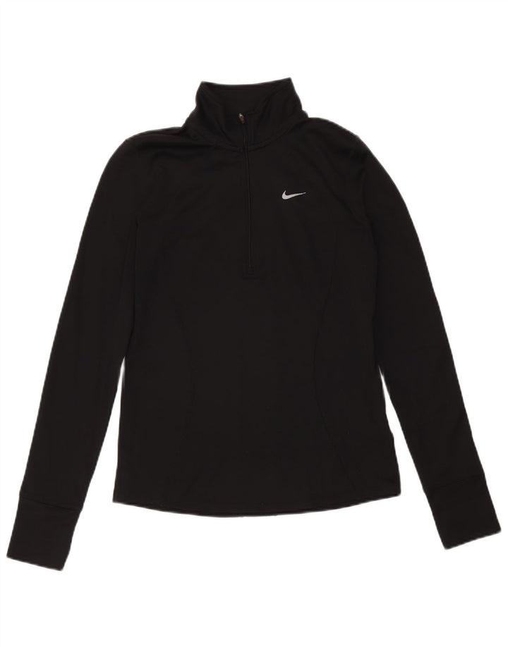 Женский спортивный костюм-пуловер с воротником на молнии Nike Dri Fit UK 10, маленький черный
