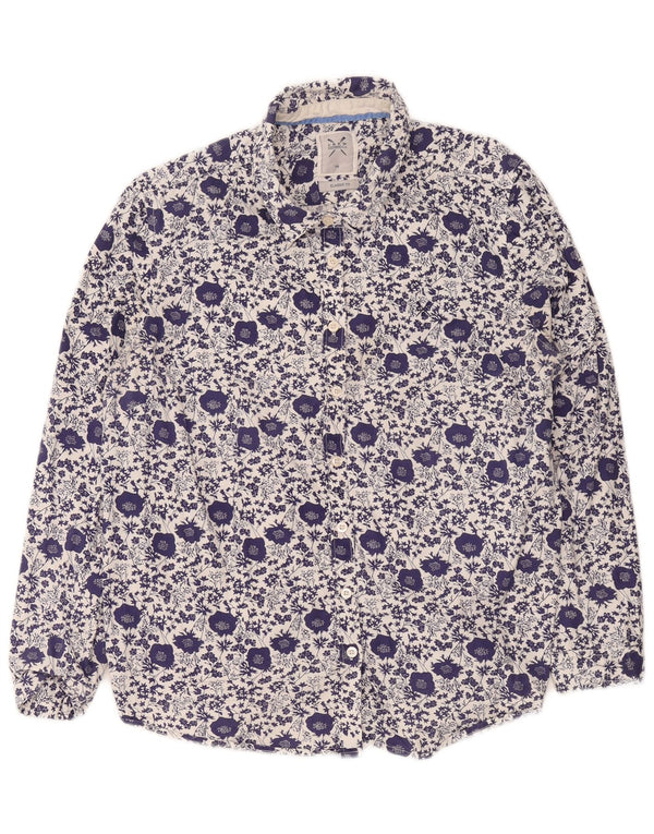 Crew Clothing Женская классическая рубашка UK 16, большой синий цветочный хлопок