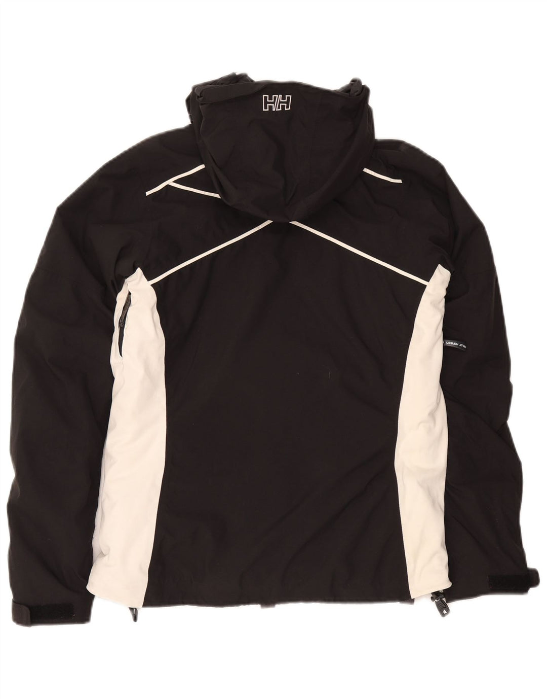 Женская дождевик Helly Hansen с графическим рисунком UK 10, маленькая, черная с цветными блоками