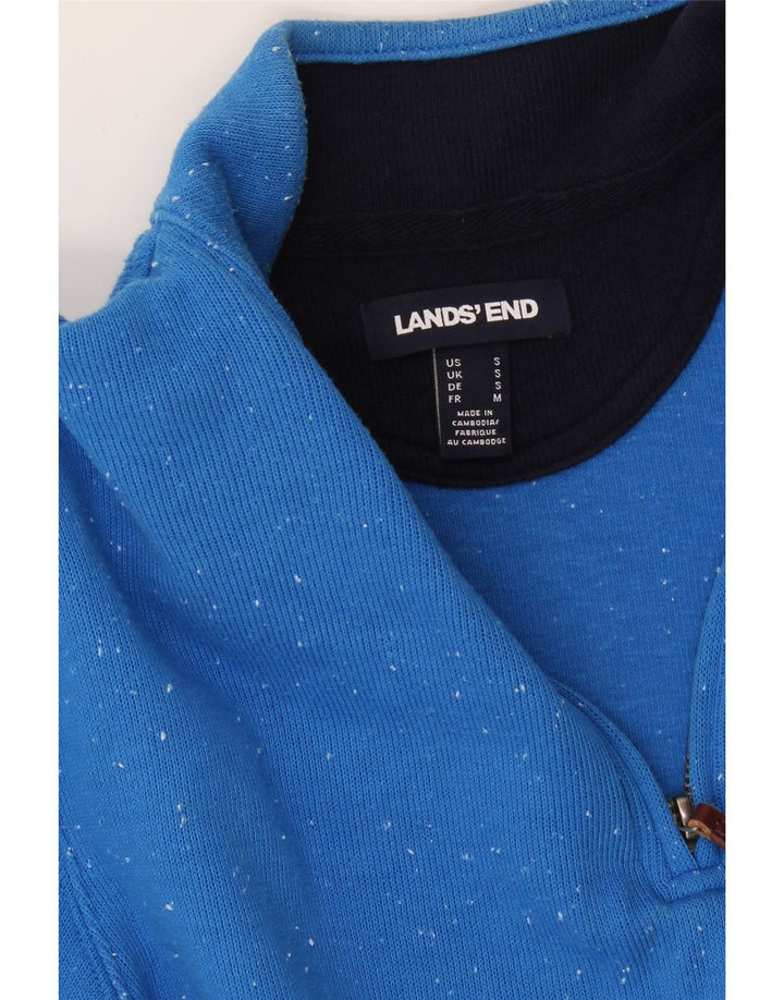 LANDS END Mens Zip Neck Jumper Sweater Small Blue Vintage Lands End and Second-Hand Lands End from Messina Hembry 