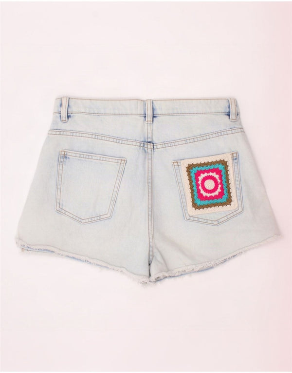 Benetton Boys High Waist Denim Shorts 13-14 Years 3XL W30 Blue Cotton
