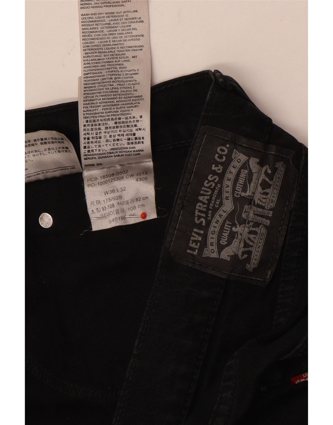 Мужские узкие джинсы Levi's W36 L32, черный хлопок