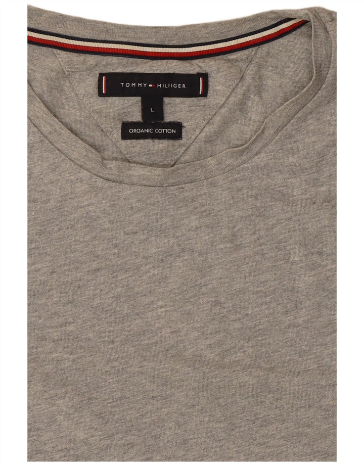 Tommy Hilfiger Мужской топ с рисунком, длинный рукав, большой серый хлопок с крапинками