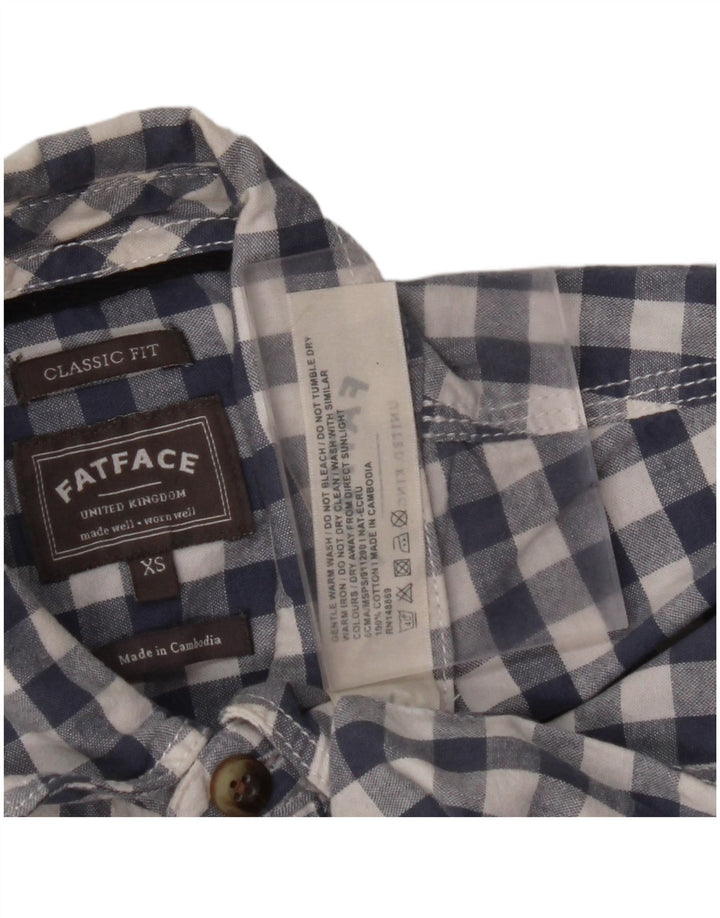 FAT FACE Мужская классическая рубашка с коротким рукавом XS Темно-синяя хлопковая клетка в мелкую клетку