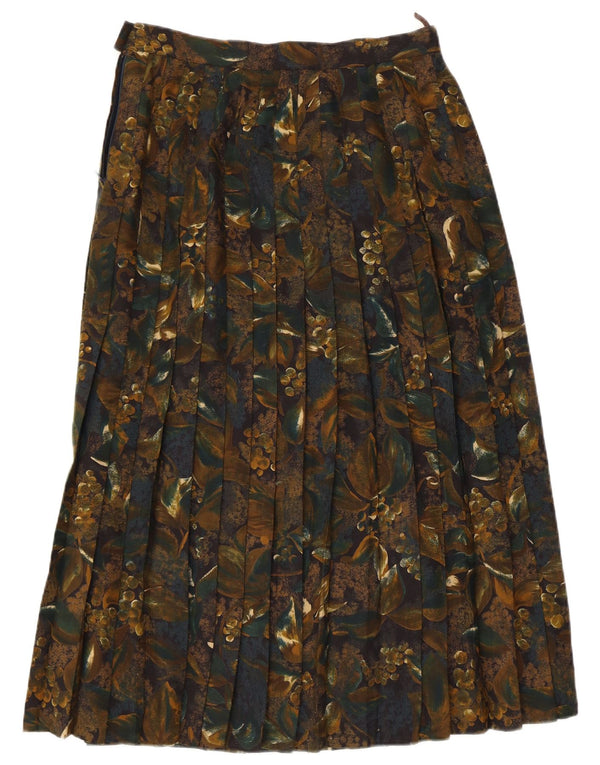 Винтажная женская плиссированная юбка с высокой талией UK 14, средний W30, полиэстер цвета хаки