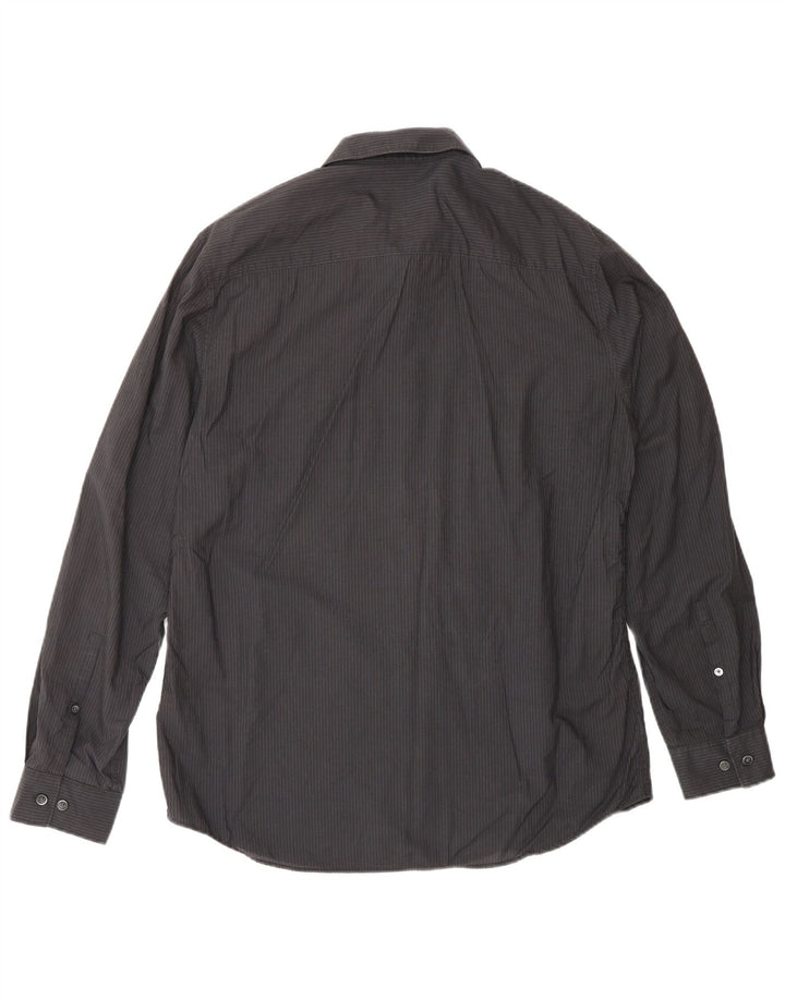 CALVIN KLEIN Мужская рубашка из хлопка в черную полоску среднего размера